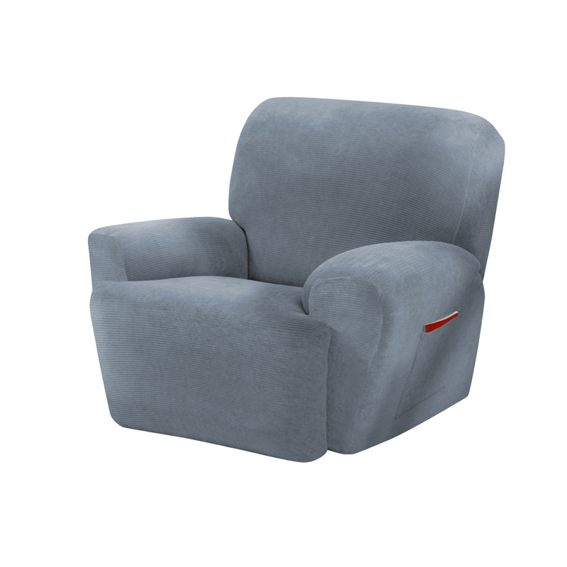 Striped Stretch T-Cushion Recliner Slipcover, Blue