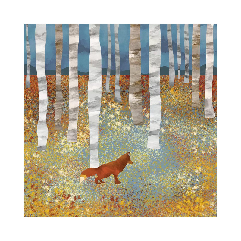 Autumn Fox - impression d'art graphique, H 26 po x l 26 po x P 1,5 po, Pas de tapis, Toile tendue