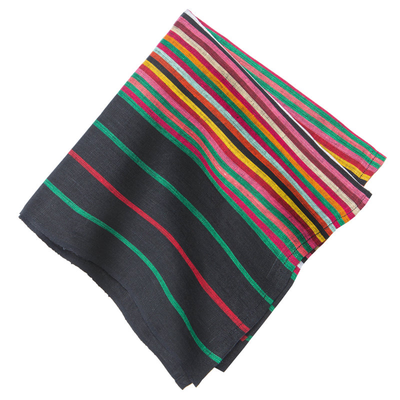 Linen Square Napkins, Black/Blue/Red