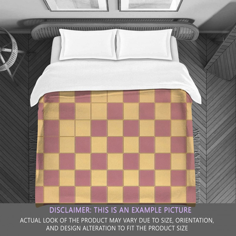 Polyester Comforter, Twin Comforter, Gold/Pink Checkered