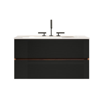 Meuble-lavabo en céramique avec coutures à deux couleurs
