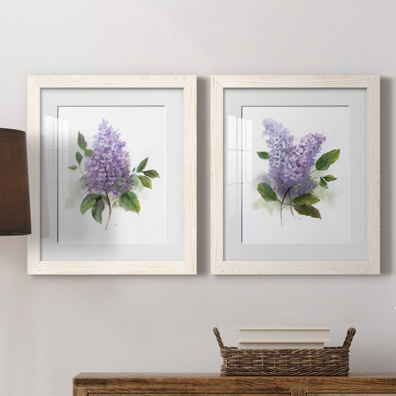 " Lilac Romance I " 2 - Pieces, 20" H x 17" W, Framed Print with Mat, Maple