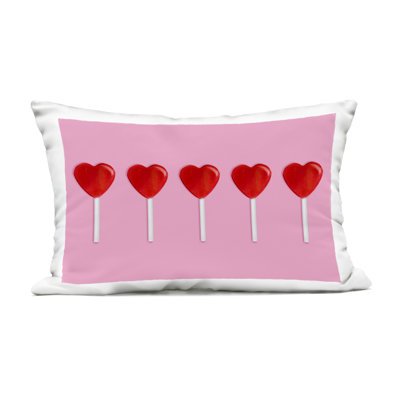 Valentine's Heart Pops Outdoor Printed Pillow, design by LISH Creative, 14 x 7 x 20