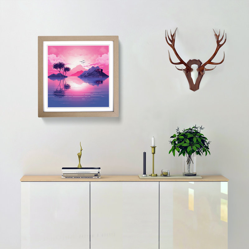 Sunrise Vaporwave - Framed Print, Oak