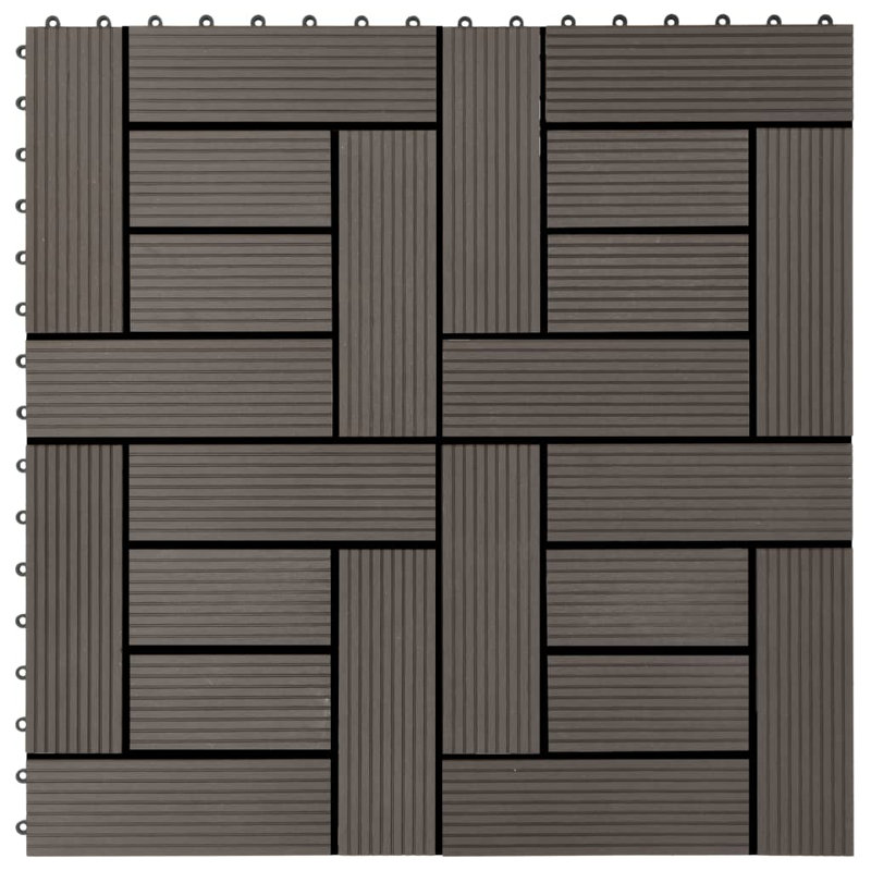 VidaXL 11 Pieces Decking Tiles WPC 11.8" x 11.8" 1 Sqm, Dark Brown