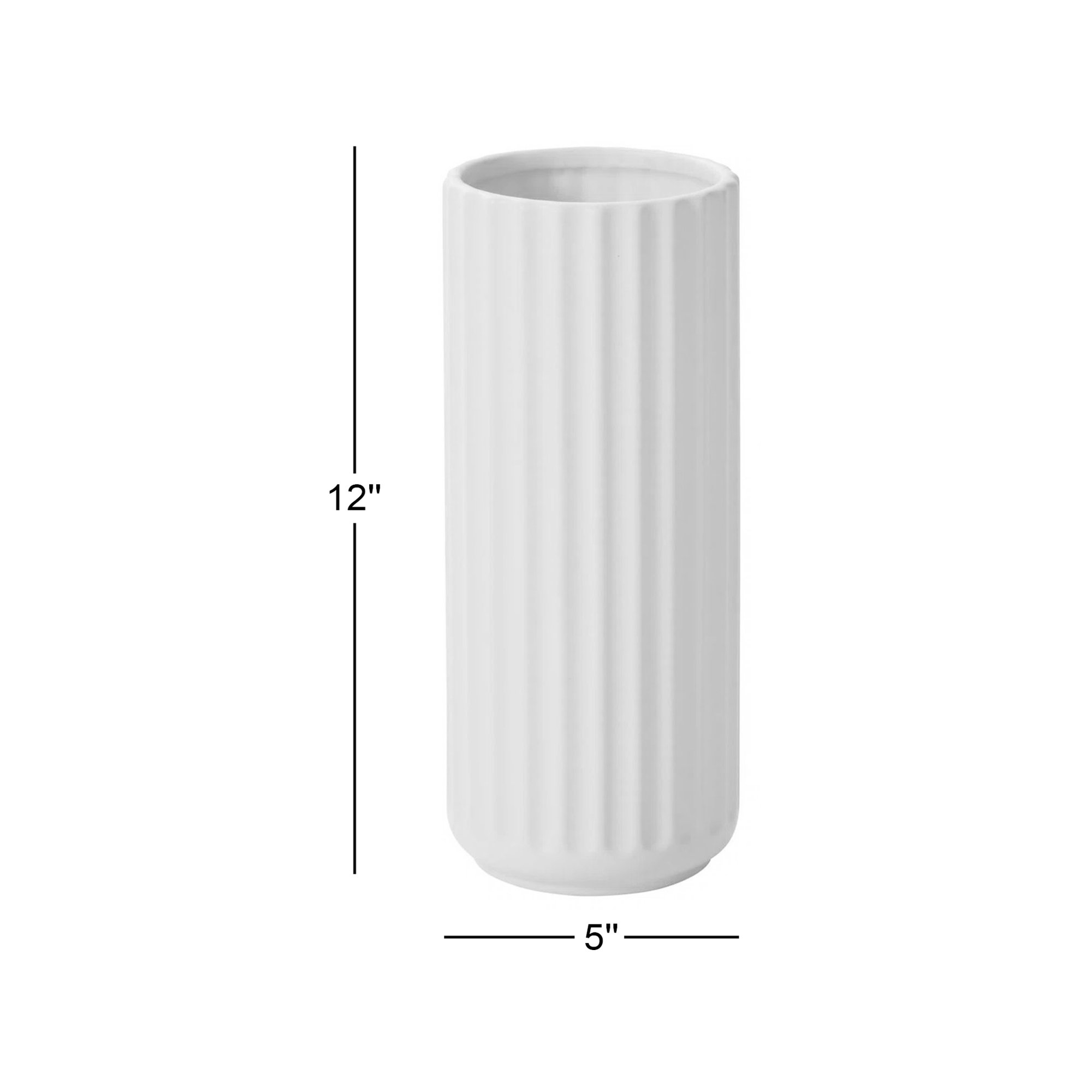 Beam Vase 5"x 12", White