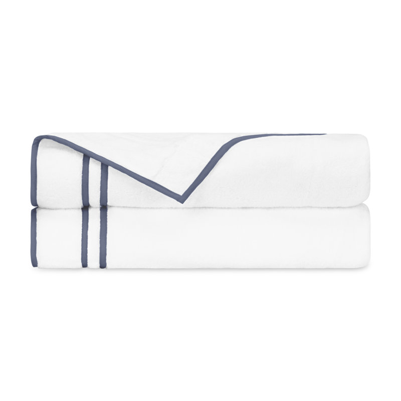 Ribbons 2-pc Bath Towel Set, White/Stone Blue
