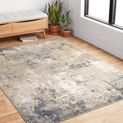 Tapis abstrait sable / brume Eleanore