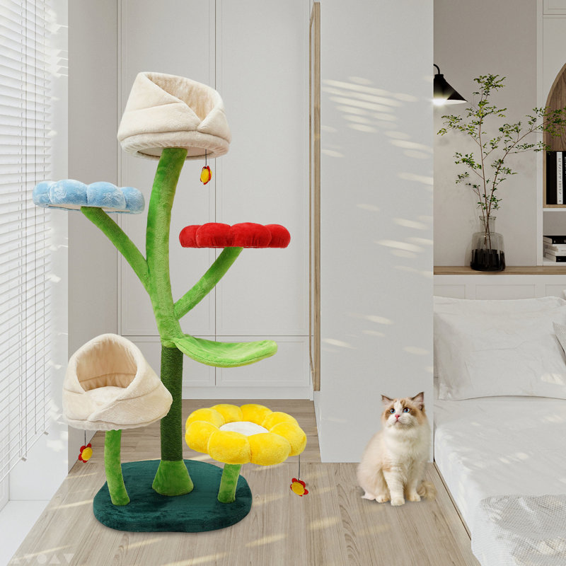 Epifano 63.8'' H Floral Cat Tree with Hammock and Condo