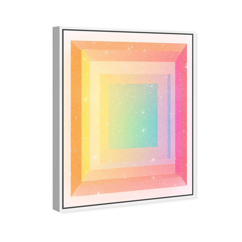 Oliver Gal Neon Geo II Abstract - Diamond Dust Framed Canvas Art, 31" H x 25" W