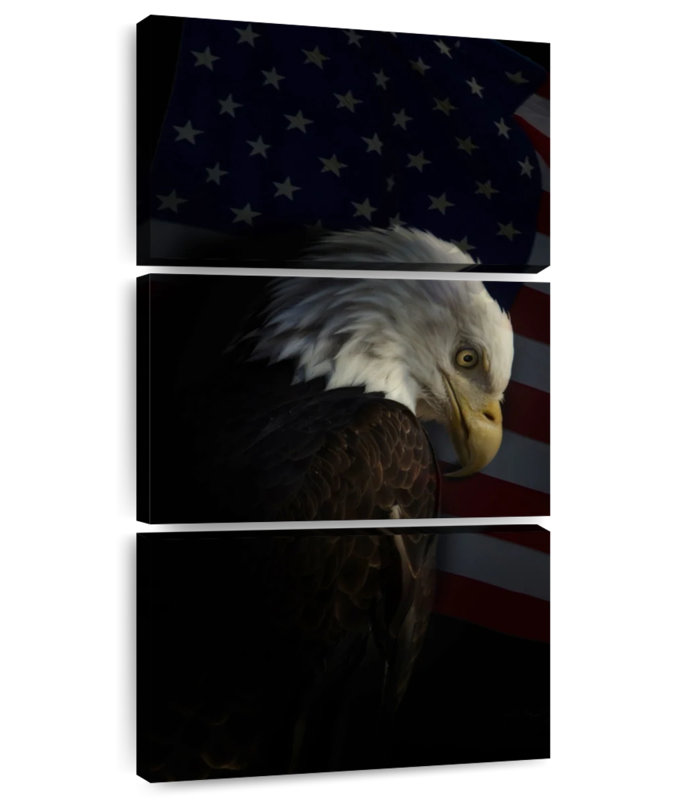 Pygargue à tête blanche patriotique, H 62 po x l 30 po