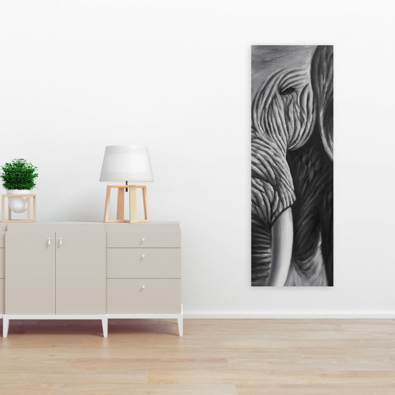 Éléphant, art mural sur toile | Décoration de salon | Imprimés d'animaux, H 48 po x l 16 po
