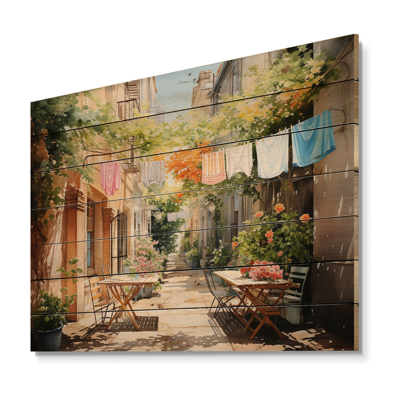 Blanchisserie en Italie III - impression sur bois sans cadre, H 30 po x l 40 po x P 0,78 po