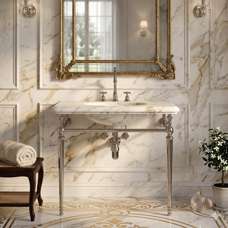 Base de meuble-lavabo autoportant, support de console en métal avec barre à serviettes, évier ou robinet inclus