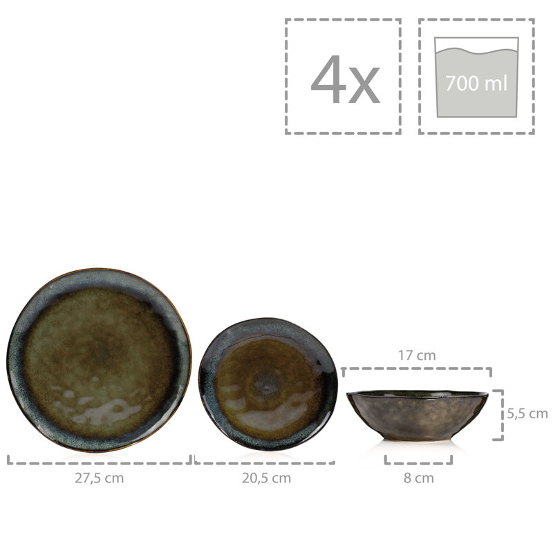 Walthill 12 Piece Dinnerware Set, Service for 4