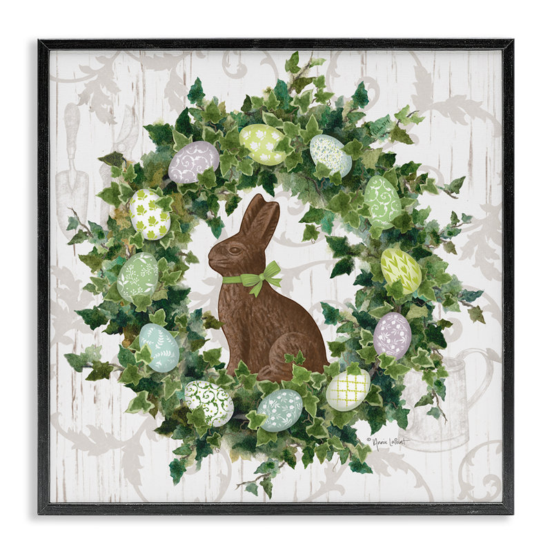 Printemps, œuf de Pâques, estampe numérique encadrée par Annie Lapoint, Giclée encadrée noir minuit, H 17 po x l 17 po