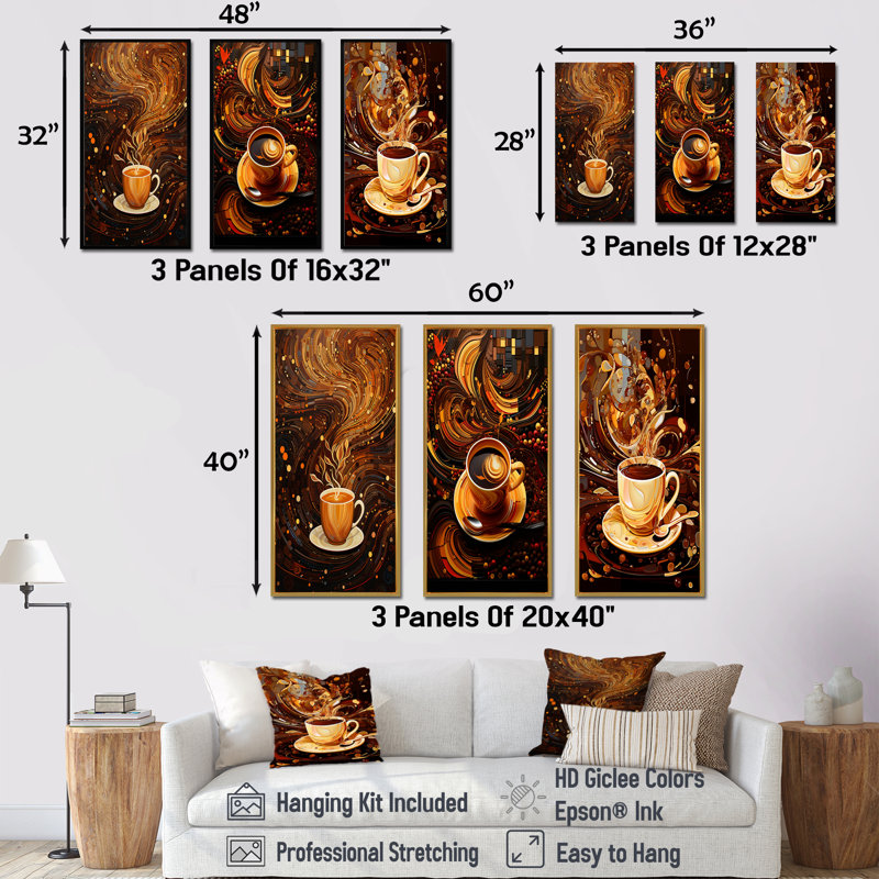 Tasse à café Coffee Dreamy, Cadre flottant doré, H 32 po x l 48 po