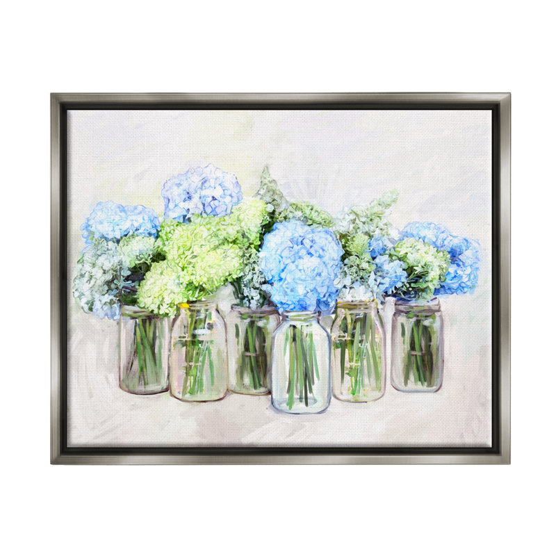 Abondant hortensia, bouquet de fleurs sur toile flottant par Ziwei Li, H 17 po x l 21 po x P 1,7 po