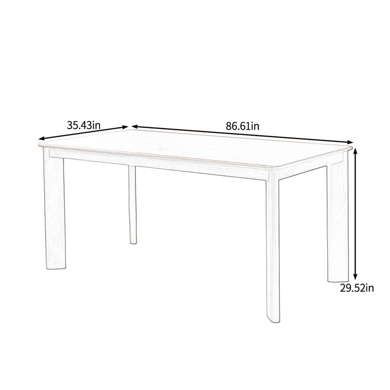 Solid wood dining table with solid weight, 29.52"H x 86.61"L x 35.43"W