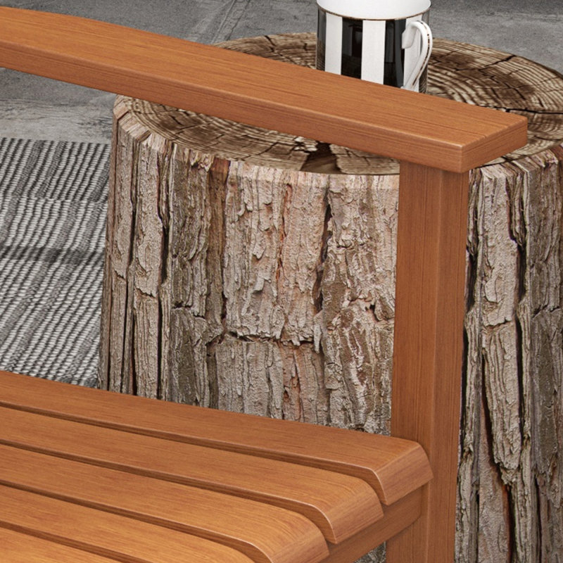 Ensemble de 2 chaises berçantes d'extérieur avec table d'appoint Outsunny, Naturel