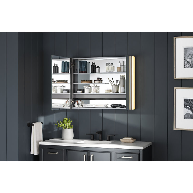 Maxstow Surface Mount Frameless Medicine Cabinet with LED Lighting, 24" H x 32" W x 3.87" D, Horizontal