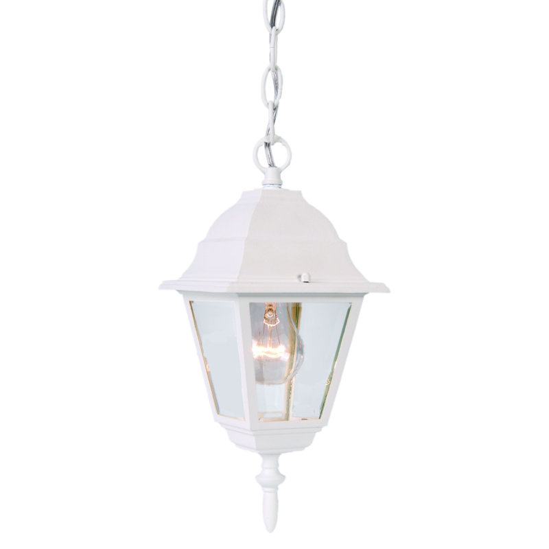 Luminaire suspendu d'extérieur en verre biseauté, Blanc