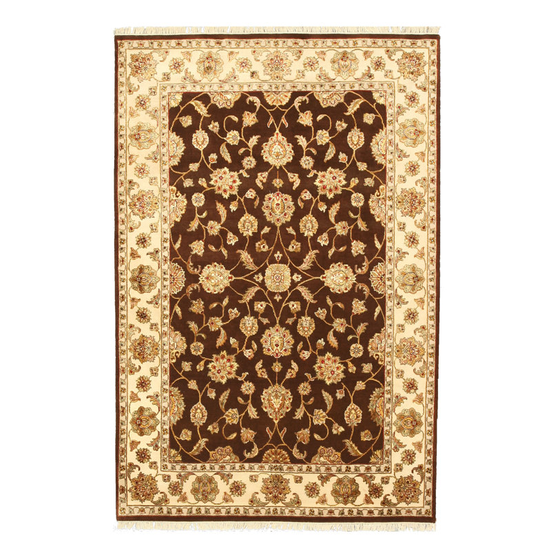 Tapis brun/beige noué la à la main