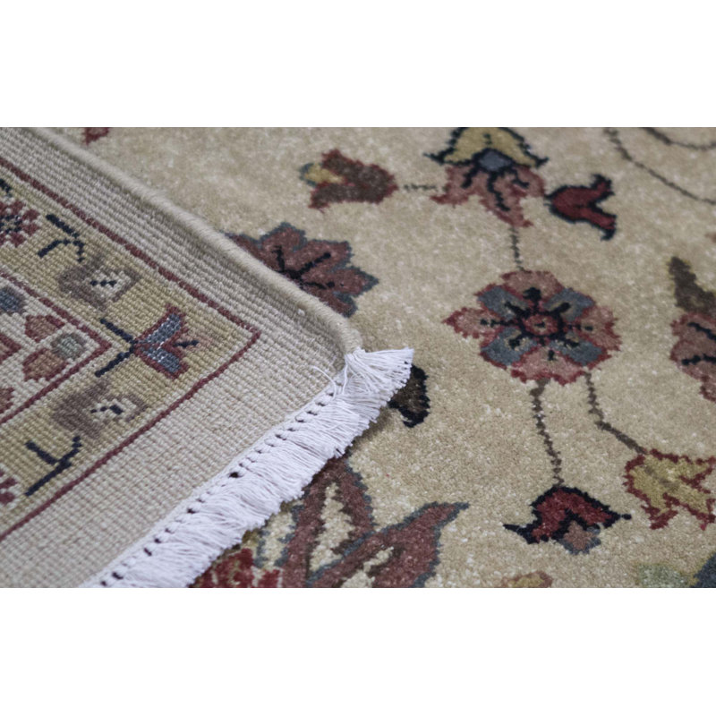 Tapis beige et rouille de haute qualité noué à la main