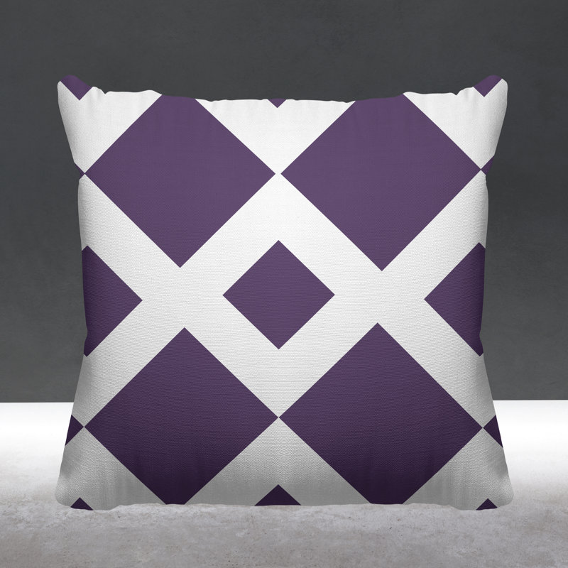 Coussin décoratif intérieur / extérieur Farrell, Mauve géométrique 2, 17" x 17", Carré