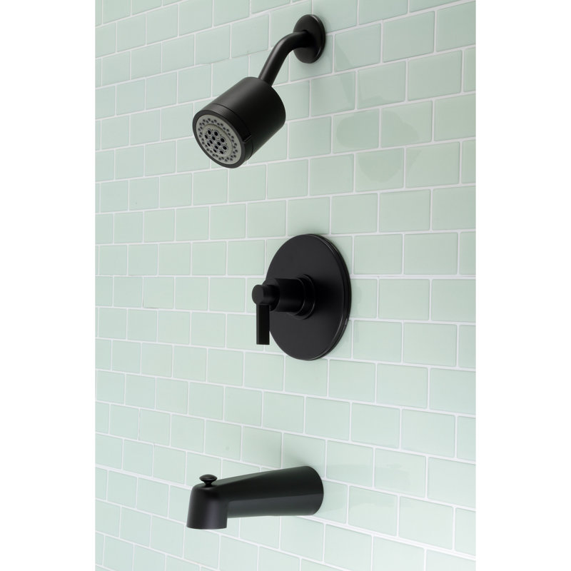Kingston Brass NuvoFusion Single-Handle Pressure Balanced Tub and Shower Faucet, Brushed Nickel