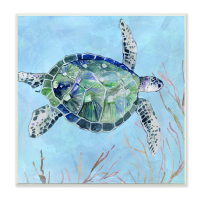 17_Speckled Sea Tortoise Deep Sea Aquatic Animal Stretched Canvas Wall Art By Carol Robinson