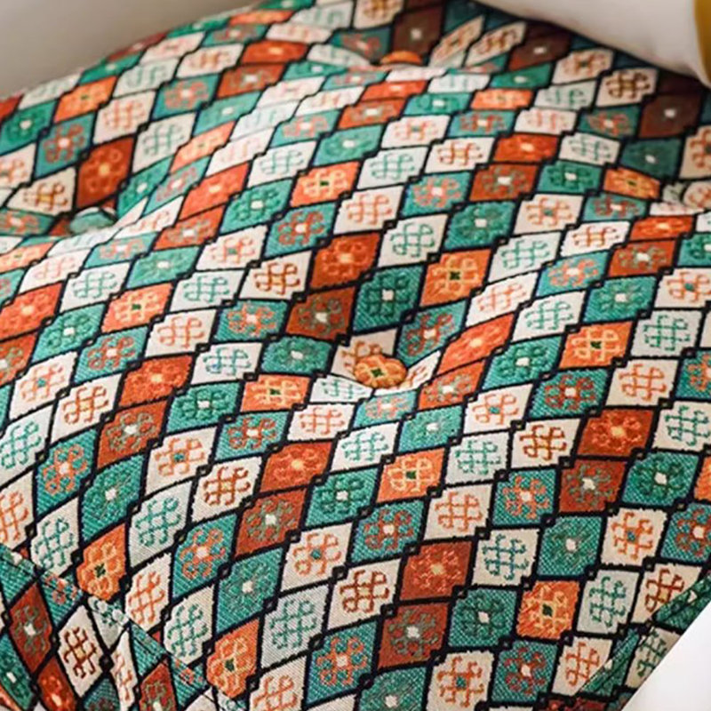 Chaise berçante luxueuse en tissu floral moderne, Vert / rouge / blanc cassé