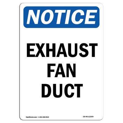 Notice - Exhaust Fan Duct Sign