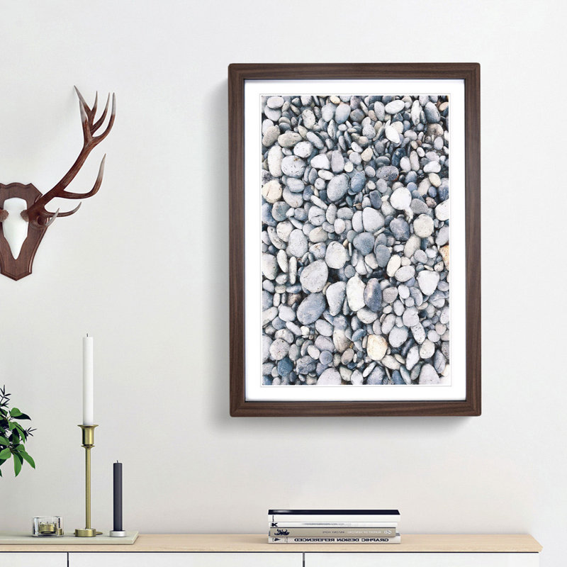 Pebbles - Picture Frame Graphic Art Print, 33cm H x 24cm W x 2cm D, Walnut Framed