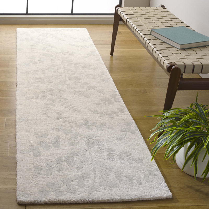Tapis floral en laine / viscose / coton touffeté à la main Hensleigh, Tapis de couloir 2 pi 3 po x 8 pi