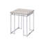 Table de bout carrée avec base en métal, chêne naturel et chrome