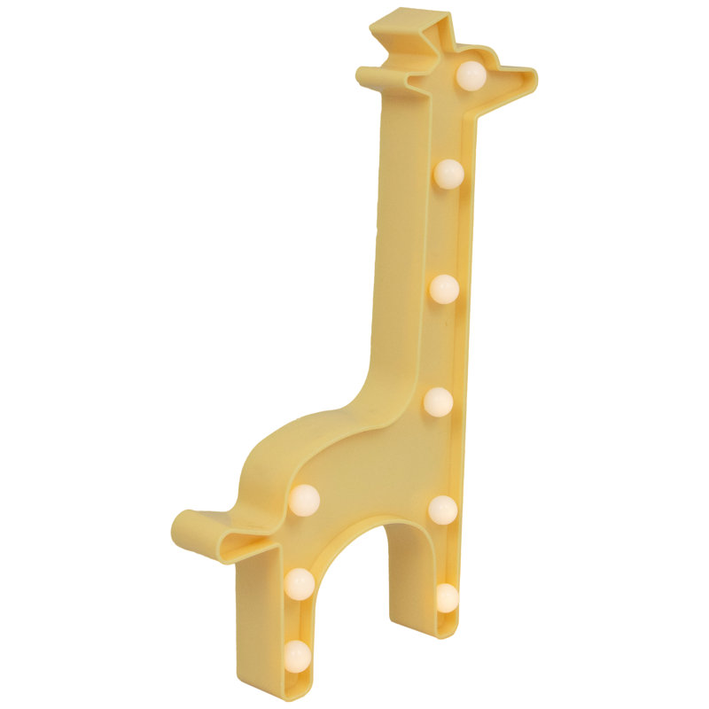 Enseigne lumineuse girafe 11,5 "à DEL, Jaune