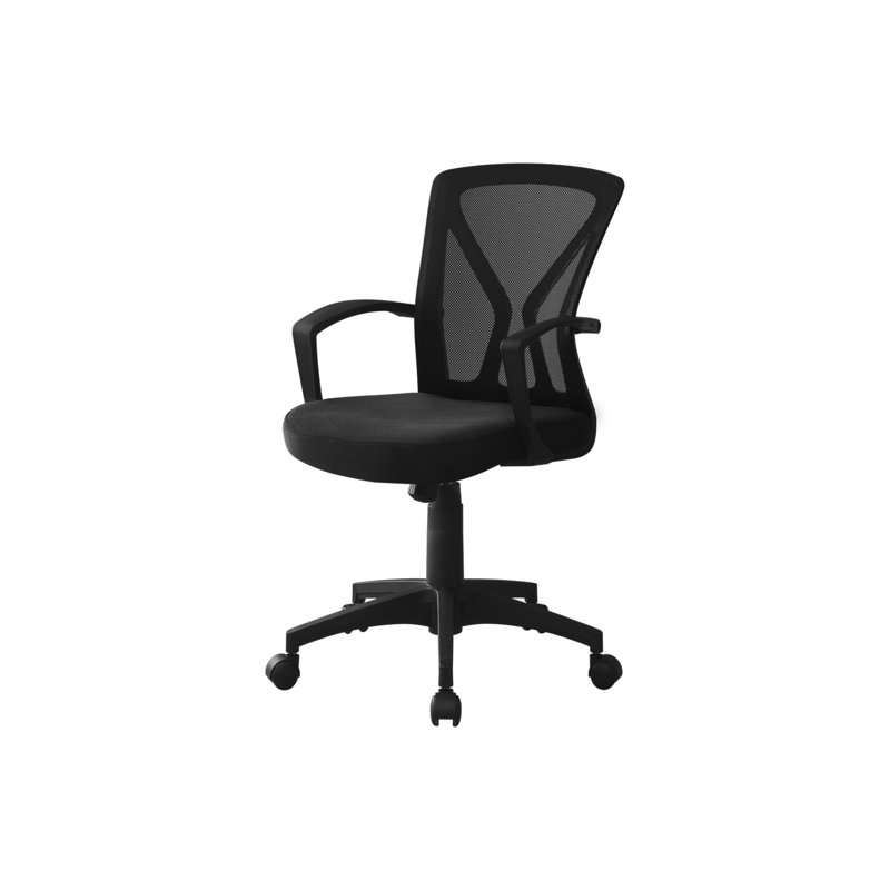 Office Chair, Adjustable Height, Swivel, Ergonomic, Armrests, Computer Desk, Work Mesh Metal, Contemporary, Modern, Black