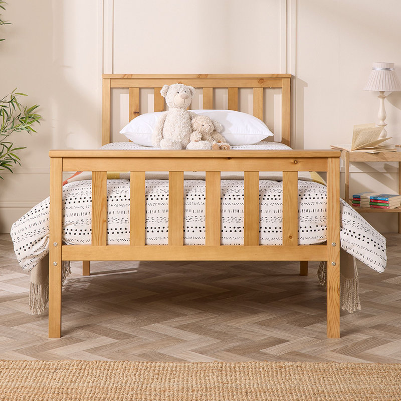 Aadi Solid Wood Shaker Bed Frame, Single (3'), Full Natural