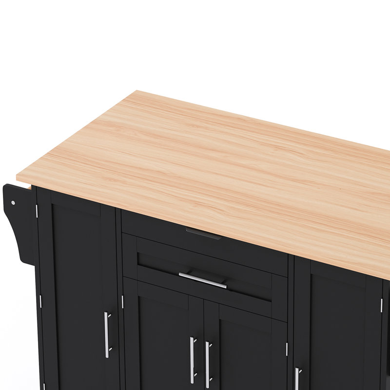Wood Kitchen Island, Black