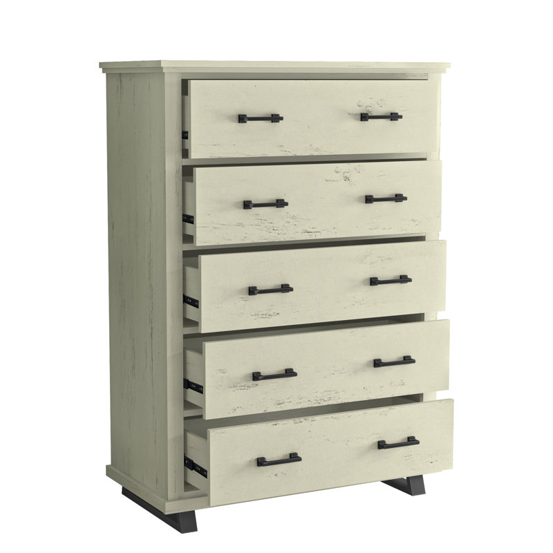 Commode 5 tiroirs 38 po Ankney, Blanc crémeux