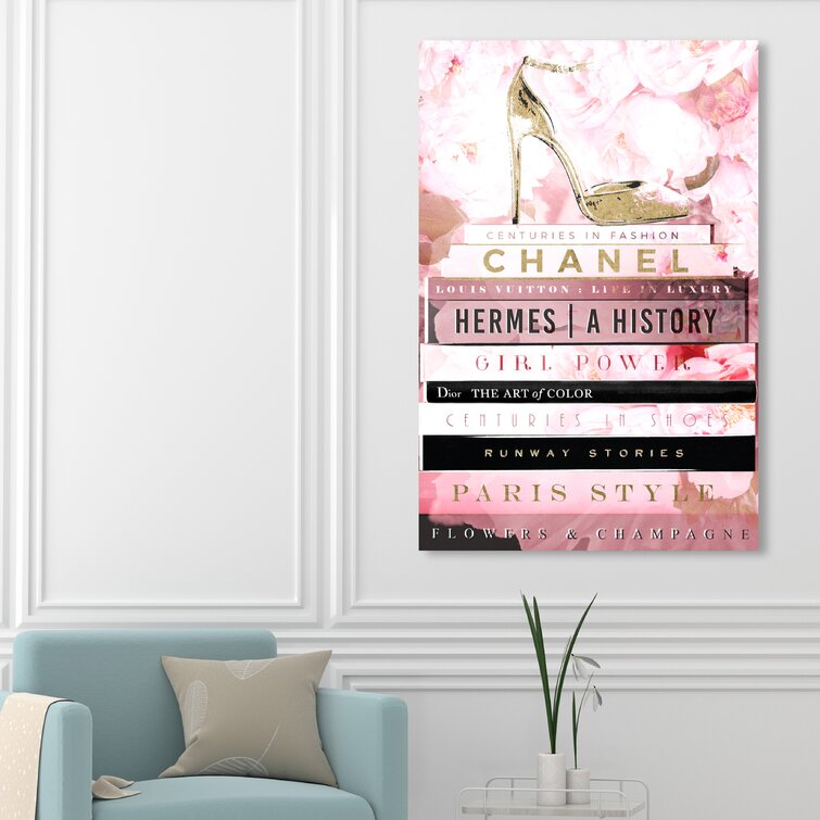 Stilettos And Stacked Books Framed On Canvas Painting