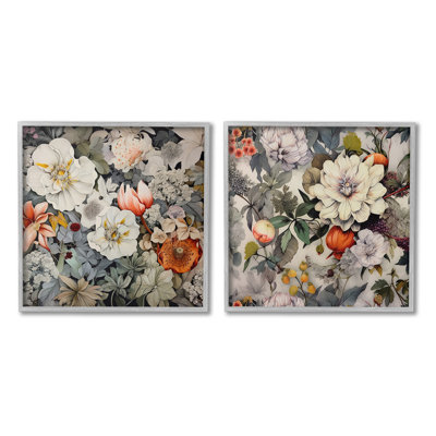 " Vintage Blooms Arrangement Single Picture Frame " by Lazar Studio 2 - Pieces on Canvas