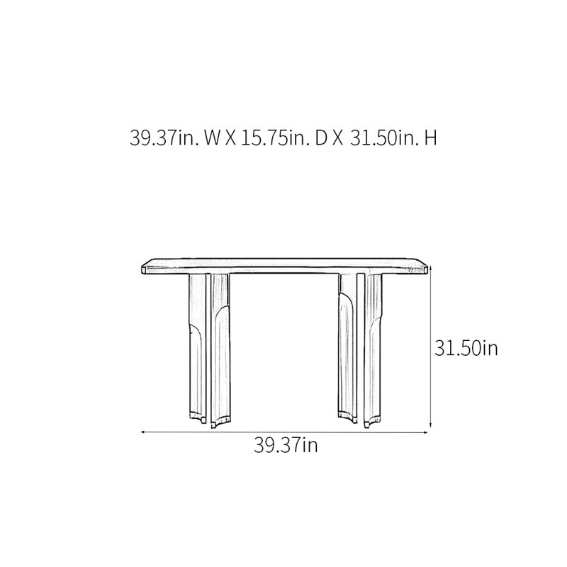 Console Modern Minimalist Art, Noir, H 31,5 po x l 39,37 po x P 15,75 po