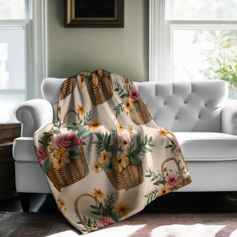 Panier Blooming Cottage - 1 pièce Sherpa Premium, Grand lit