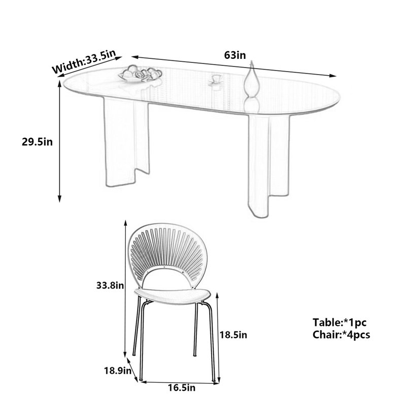 Table de salle à manger blanche, H 29,5 po x L 63 po x l 33,5 po