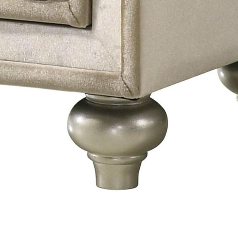 Table de chevet en velours beige Lucienne