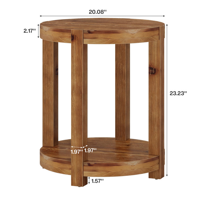Ensemble de 2 tables d'appoint rondes en bois massif, 2