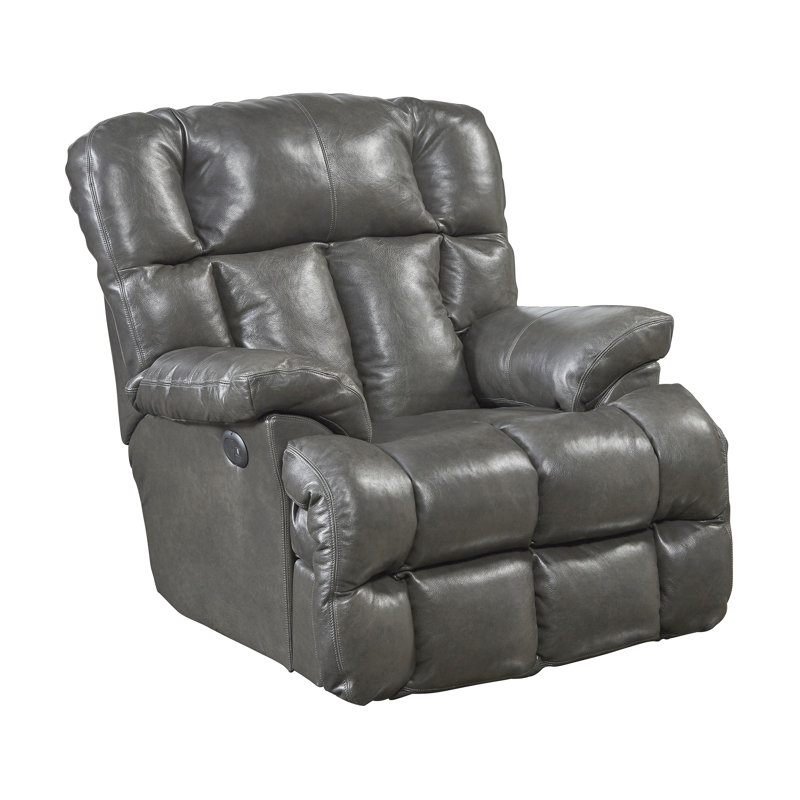 Fauteuil inclinable standard de 44 po de largeur Lowndes, Cuir véritable gris
