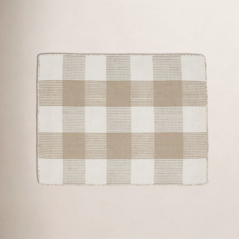 Simple Plaid Rug, Flax/Ivory, Rectangle 2' x 3'